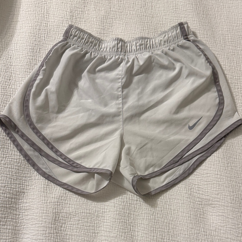Nike Women's Dri-FIT Tempo Running Shorts White with Grey Trim